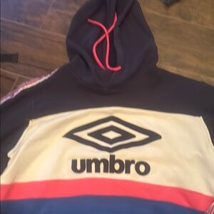 Umbro Navy and White Hoodie with Pink Accents
